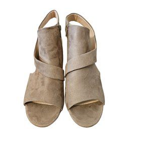 Studio Isola Luna Shoes Size 10 Beige High Heel Sandals with Open Zip Isolated S